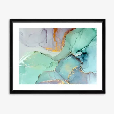 John Lewis Marble 1 - Framed Print & Mount, 66 x 86cm, Green