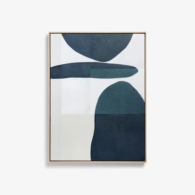 John Lewis John Lewis 'Cove' Abstract Framed Canvas Print, 80 x 60cm, Blue