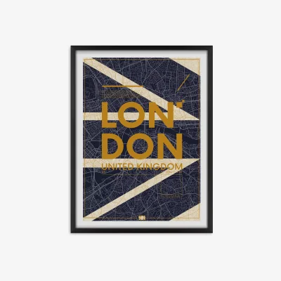 John Lewis London Map Framed Print, 65.5 x 49.5cm, Blue