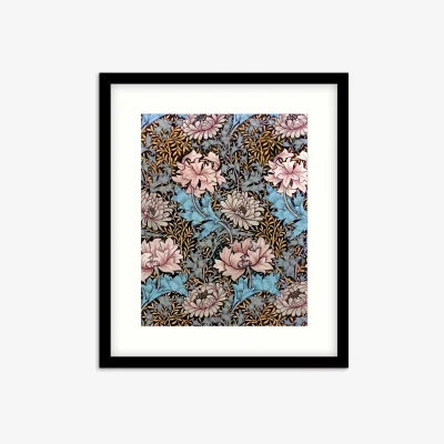 John Lewis William Morris - 'Chrysanthemum' Framed Print & Mount, 63.5 x 53.5cm, Blue/Multi