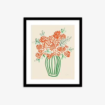 John Lewis John Lewis Lucy Deaner 'Tall Vase of Orange Berries' Framed Print & Mount, 63.5 x 53.5cm, Orange