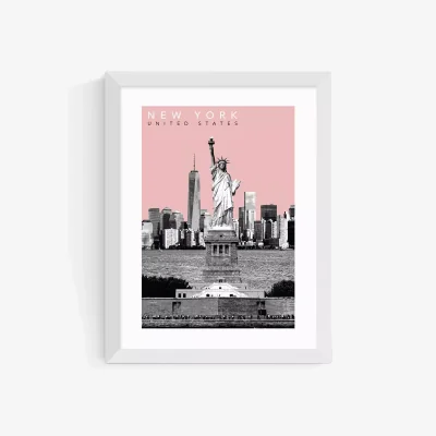 John Lewis EAST END PRINTS Becks Norf Design 'New York Pink' Framed Print