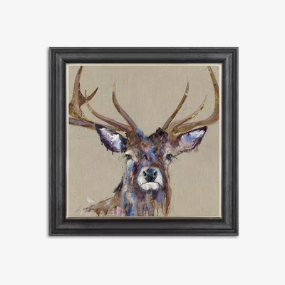 John Lewis Louise Luton - 'Majesty' Stag Framed Print, 86 x 86cm, Brown