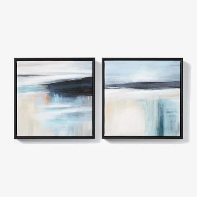 John Lewis John Lewis 'Misty Skies' Framed Canvas Prints, Set of 2, 35 x 35cm, Blue