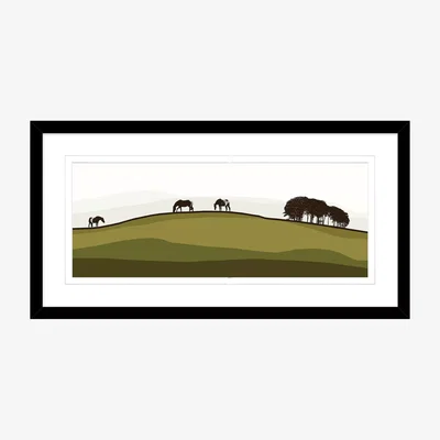 John Lewis Jacky Al-Samarraie - Horses On A Hill, Framed Print, 44 x 84cm