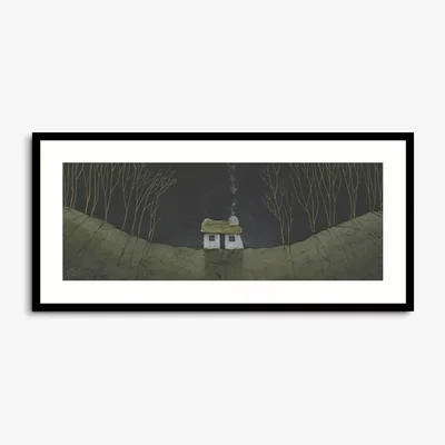 John Lewis Geoff Beckett - 'Croft Cottage' Framed Print & Mount, 49.5 x 104.5cm, Green/Multi