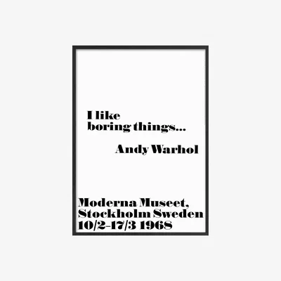 John Lewis Andy Warhol - 'I Like Boring Things' Framed Print, 103 x 73cm, Black/White