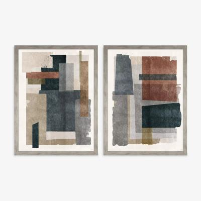 John Lewis John Lewis Sabrina Roscino 'Skimming Shapes' Framed Print, Set of 2, 60 x 30cm, Blue/Multi