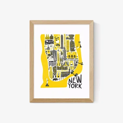 John Lewis EAST END PRINTS Fox & Velvet 'New York Map' Framed Print