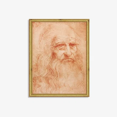 John Lewis Leonardo da Vinci - Portrait of a Man Wood Framed Print, 26 x 19cm, Red/Gold