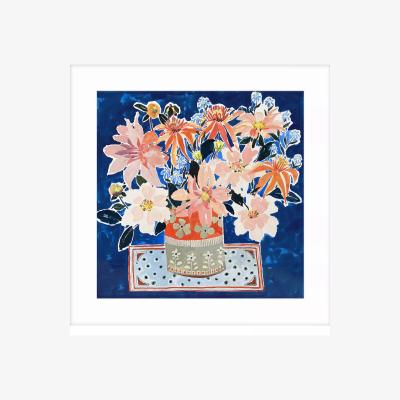 John Lewis John Lewis Emma Burnett 'Pot Vase' Framed Print & Mount, 61.5 x 61.5cm, Blue/White