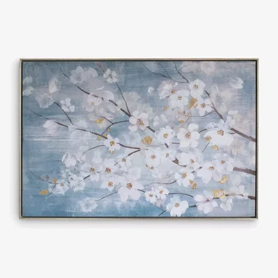 John Lewis April Blossom - Floral Framed Canvas Print, 62.5 x 92.5cm, Blue