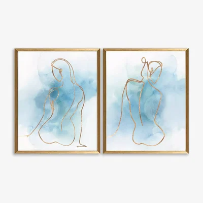 John Lewis Isabelle Z - Nudes Framed Prints, Set of 2, 43 x 33cm, Blue/Gold