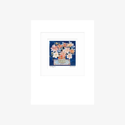 John Lewis John Lewis Emma Burnett 'Pot Vase' Framed Print & Mount, Blue/White