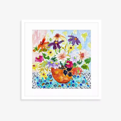 John Lewis John Lewis Emma Burnett 'The Orange Vase' Framed Print & Mount, Orange/Multi