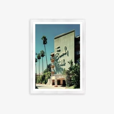 John Lewis Beverly Hills Hotel Los Angeles Framed Print, 71 x 50cm, Green/Blue