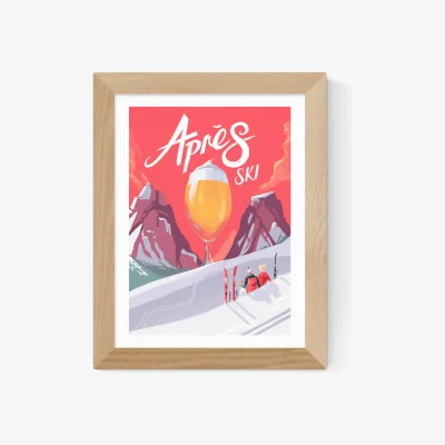 John Lewis EAST END PRINTS Mark Harrison 'Après Ski' Wood Framed Print