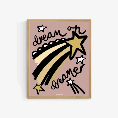 John Lewis Wonder & Rah - Dream On Dreamer Wood Framed Print, 52 x 42cm, Pink/Multi
