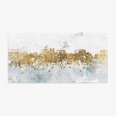 John Lewis PI Studio - 'Golden Starlight' Embellished Abstract Canvas Print, 60 x 120cm, Gold