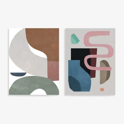 John Lewis EAST END PRINTS Dan Hobday Abstract Unframed Prints, Set of 2, 40 x 30cm, Multi
