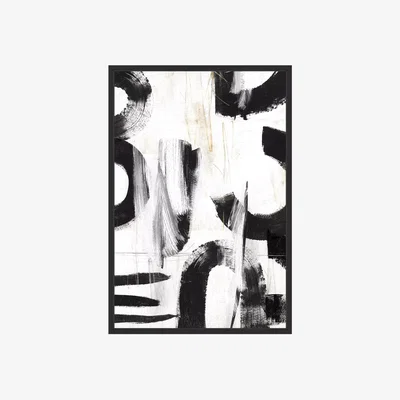 John Lewis Concept III - Abstract Framed Canvas Print, 124.5 x 84.5cm, Black/White
