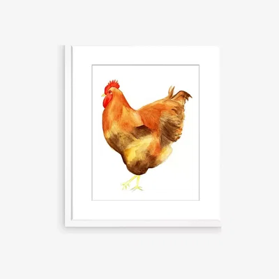 John Lewis Abigail Banks - Chicken I Framed Print & Mount, 58 x 49cm, Brown/Multi