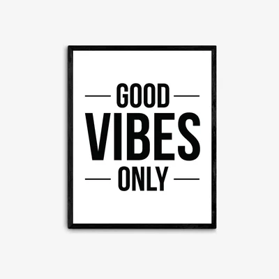 John Lewis The Native State - 'Good Vibes Only' Framed Print, 52 x 42cm, Black/White