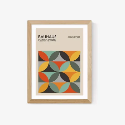John Lewis EAST END PRINTS Luxe Poster Co. 'Geometric Pattern Bauhaus' Framed Print