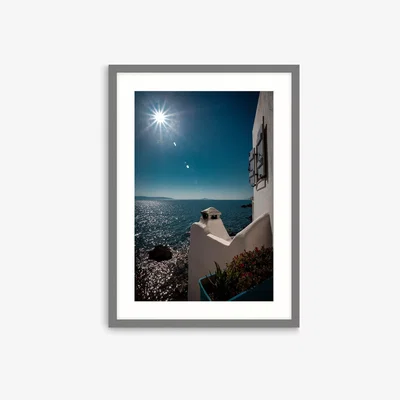 John Lewis Zoe Austin - 'Greek Outlook' Framed Print & Mount, 73.5 x 53.5cm, Blue