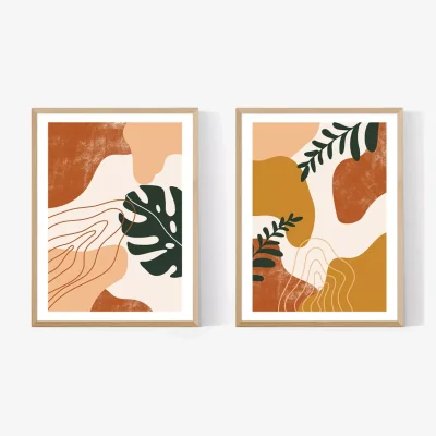 John Lewis EAST END PRINTS Sundry Society 'Plants' Framed Print, Set of 2, Oak Frame