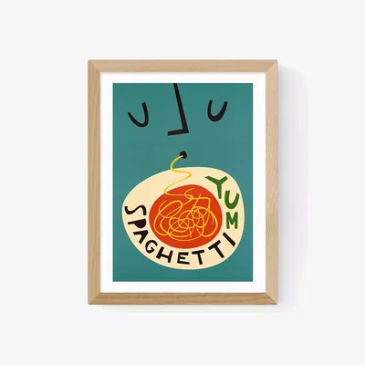 John Lewis EAST END PRINTS Fox & Velvet 'Yum Spaghetti' Framed Print