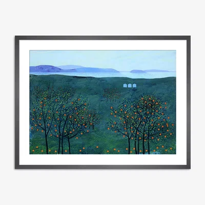 John Lewis Andrew Lansley - 'Orange Grove' Framed Print & Mount, 60 x 80cm, Blue/Orange