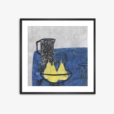 John Lewis Bianca Harrington - 'Spotted Pitcher & Pears' Framed Print & Mount, 60 x 60cm, Blue/Yellow