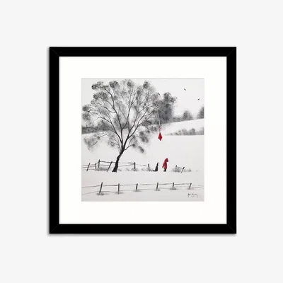 John Lewis Adam Barsby - Red Kite Framed Print & Mount, 54.5 x 54.5cm, White/Black