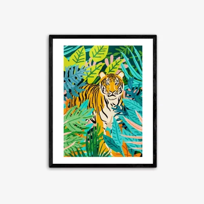 John Lewis 83 Oranges - 'Only' Tiger Framed Print, 52 x 42cm, Green/Multi