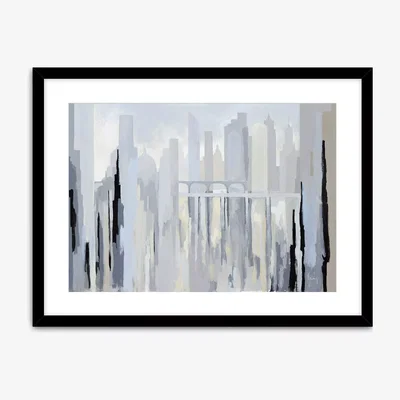 John Lewis Gregory Lang - Two Bridges Framed Print & Mount, 64.5 x 84.5cm, Blue/Grey