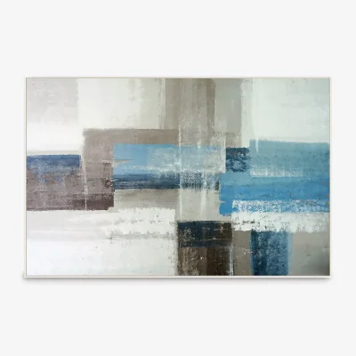 John Lewis Chalk Blues - Hand-Painted Abstract Framed Canvas Print, 120 x 80cm, Blue/Multi