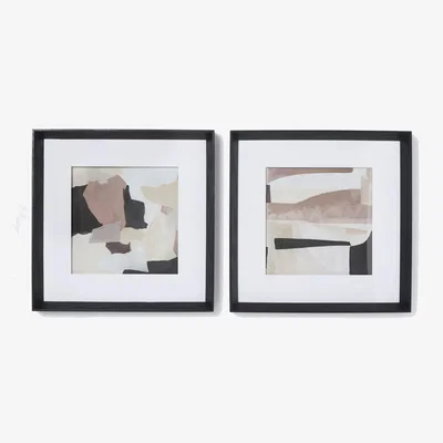 John Lewis John Lewis Abstract Hand Painted Framed Wall Art, Set of 2, 50 x 50cm, Multi