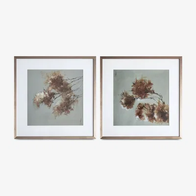 John Lewis Autumn Floral - Framed Print & Mount, Set of 2, 59 x 59cm, Red