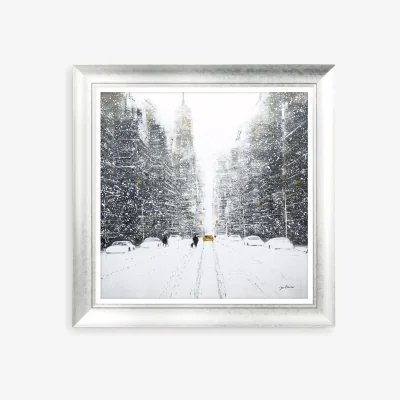 John Lewis Jon Barker - 'Snowfall' New York Framed Print, 82 x 82cm, White/Multi