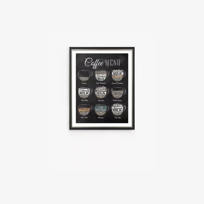 John Lewis John Lewis Anna Kozlenko 'Coffee Menu' Framed Print, 38 x 30cm, Black/Multi