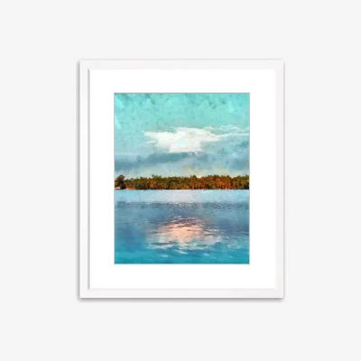 John Lewis Ivan Aleshin - 'Cloud Reflection' Wood Framed Print & Mount, 73 x 58cm, Blue