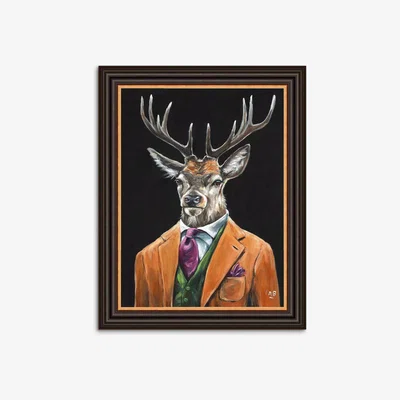 John Lewis Louise Brown - 'Gentleman Stag' Framed Print, Brown/Multi