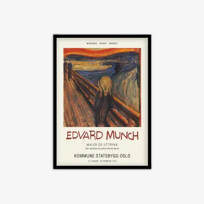 John Lewis Edvard Munch - 'The Scream' Exhibition Poster Framed Print, 73.5 x 53.5cm, Orange/Multi