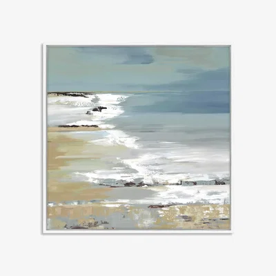 John Lewis John Lewis Valeria Mravyan 'East Coast I' Framed Canvas Print, 64 x 64cm, Blue/Multi