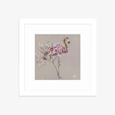 John Lewis John Lewis Louise Luton 'Fleur' Flamingo Framed Print & Mount, 33.5 x 33.5cm, Pink