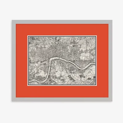 John Lewis Map of London Framed Print, 43.5 x 53.5cm, Orange