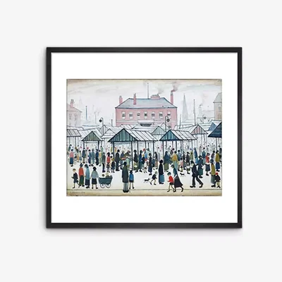 John Lewis LS Lowry - Market Scene Northern Town 1939 Framed Print & Mount, 37.7 x 40.5cm, Multi