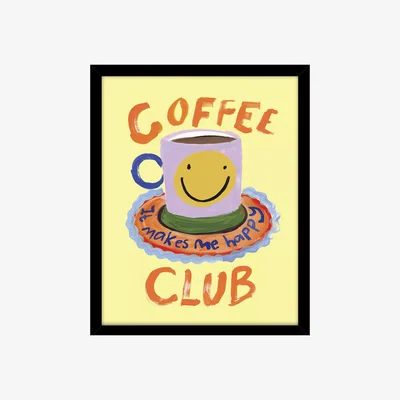 John Lewis John Lewis Eleanor Bowmer 'Coffee Club' Framed Print, 32 x 26cm, Yellow/Multi