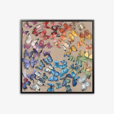 John Lewis Louise Luton - 'Flutterby' Butterfly Framed Canvas, 84.5 x 84.5cm, Multi